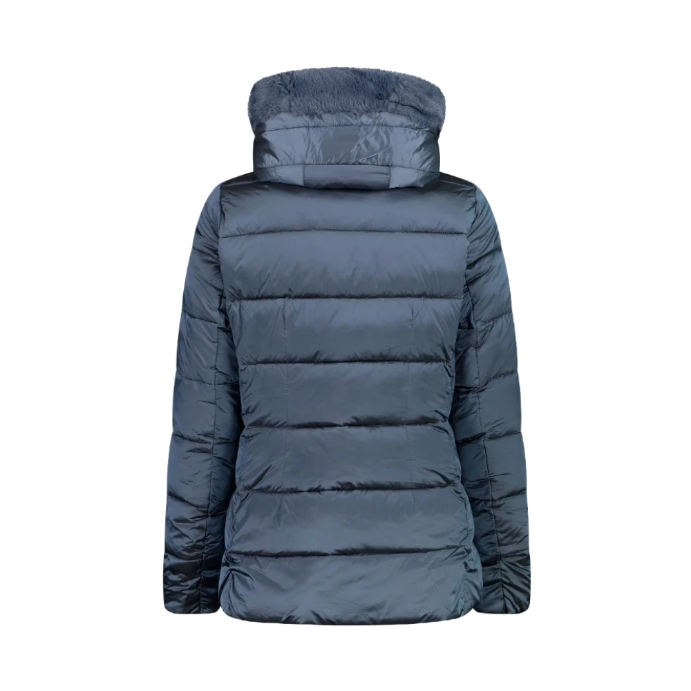 CMP Blauwe Winterjas met Synthetische Bont Blue Dames