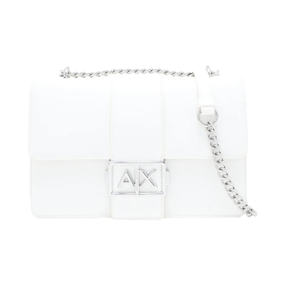 Armani Exchange Vrouw Beige Tassen Dames, One Size, Polyester, Schoudertas Met Metalen Logo