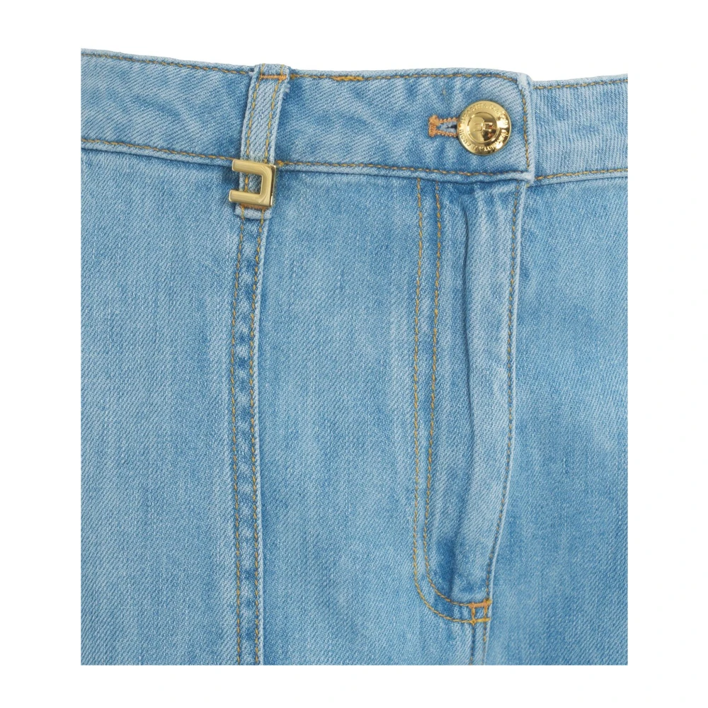 Elisabetta Franchi Blauwe Wide Leg Cargo Pocket Jeans Blue Dames