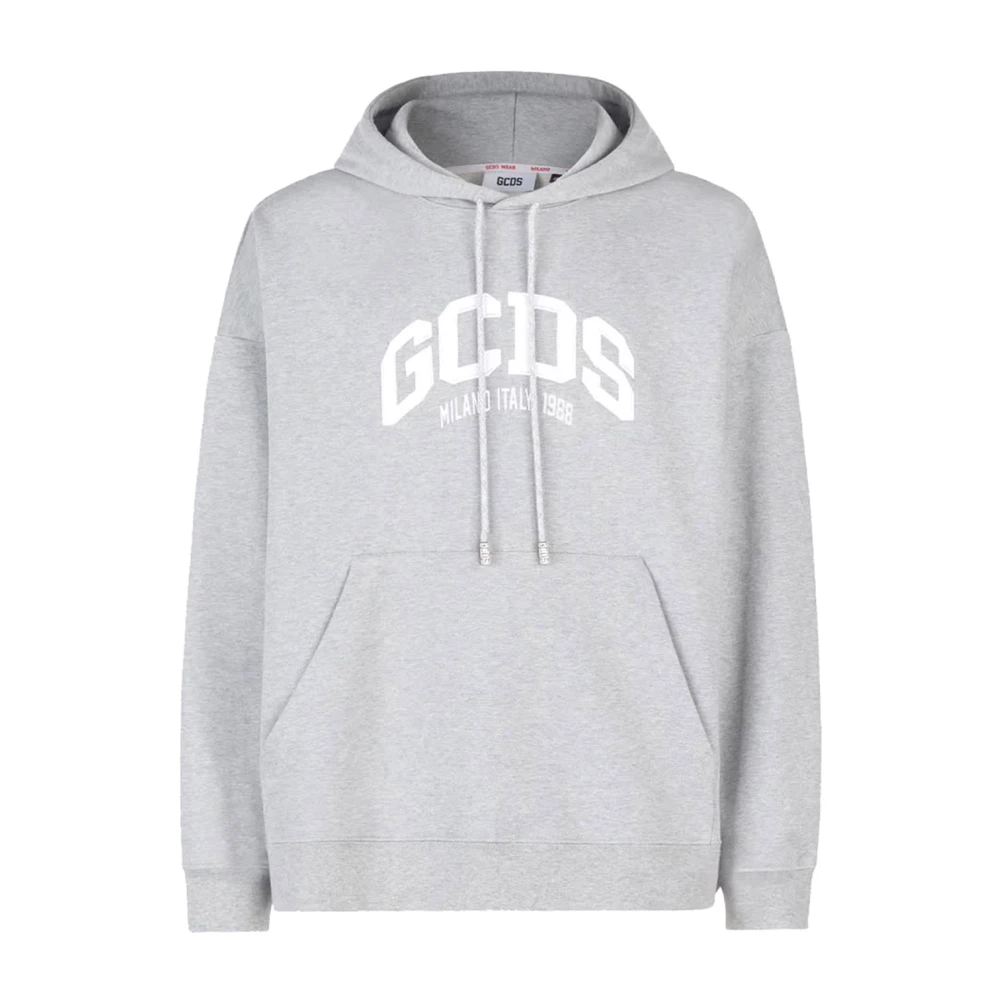 Gcds Gray Grey Logo Loose Hoodie - Male - Hoodies - Xs - Sweatshirts & Hoodies