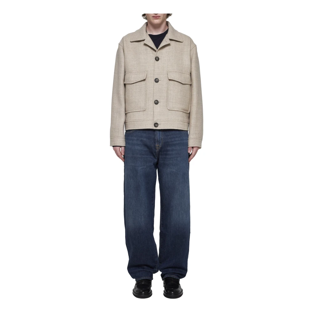 Tagliatore Beige Wol Kort Ongevoerd Jack Beige Heren