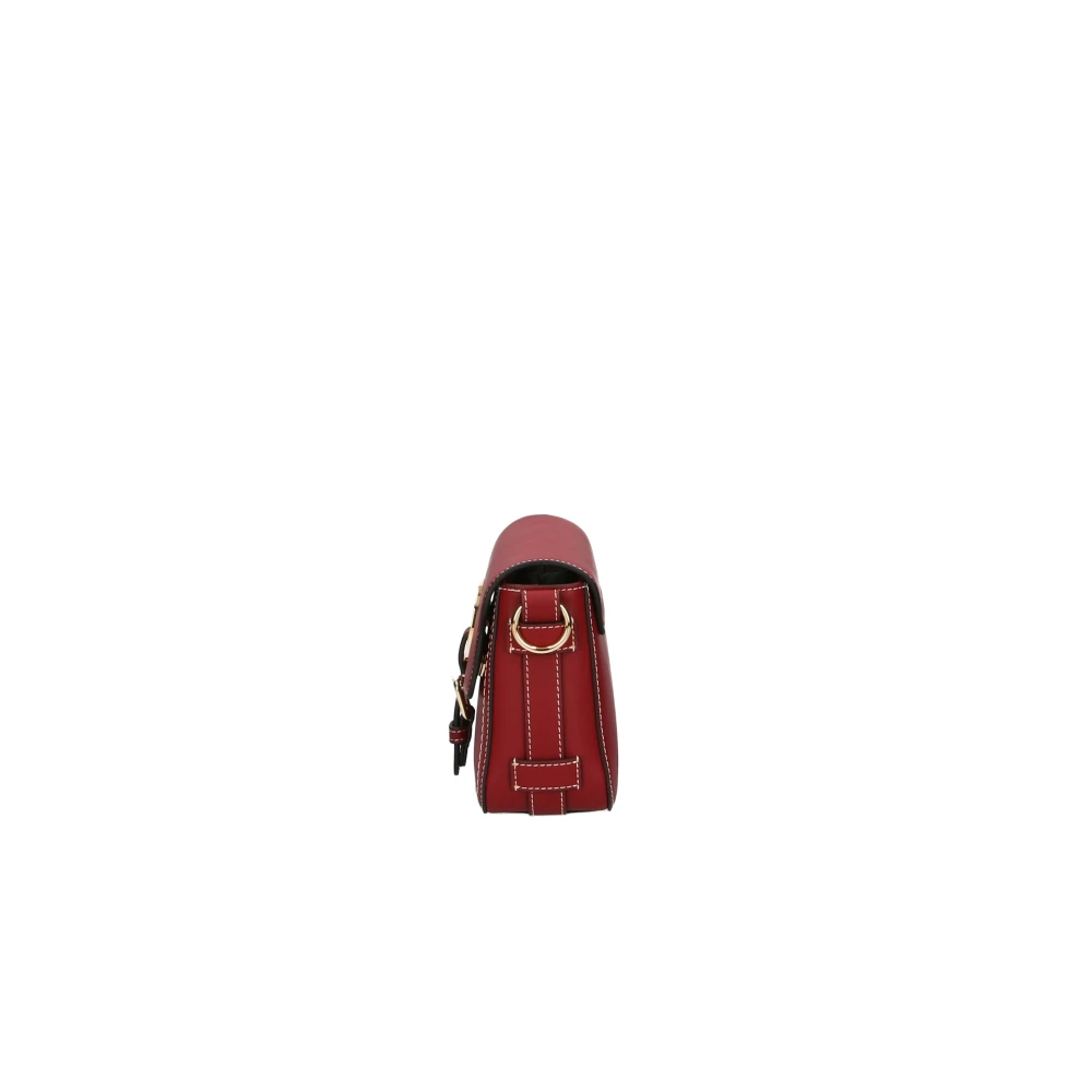 Love Moschino Rode Schoudertas met Spiegel en Metalen Medaillon Red Dames