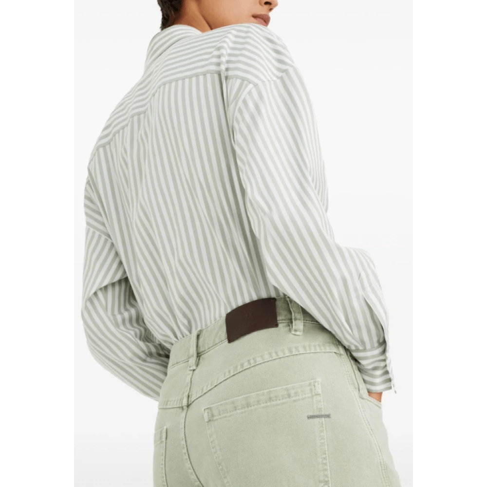 BRUNELLO CUCINELLI Lichtgroene Katoenen Tapered Jeans Green Dames