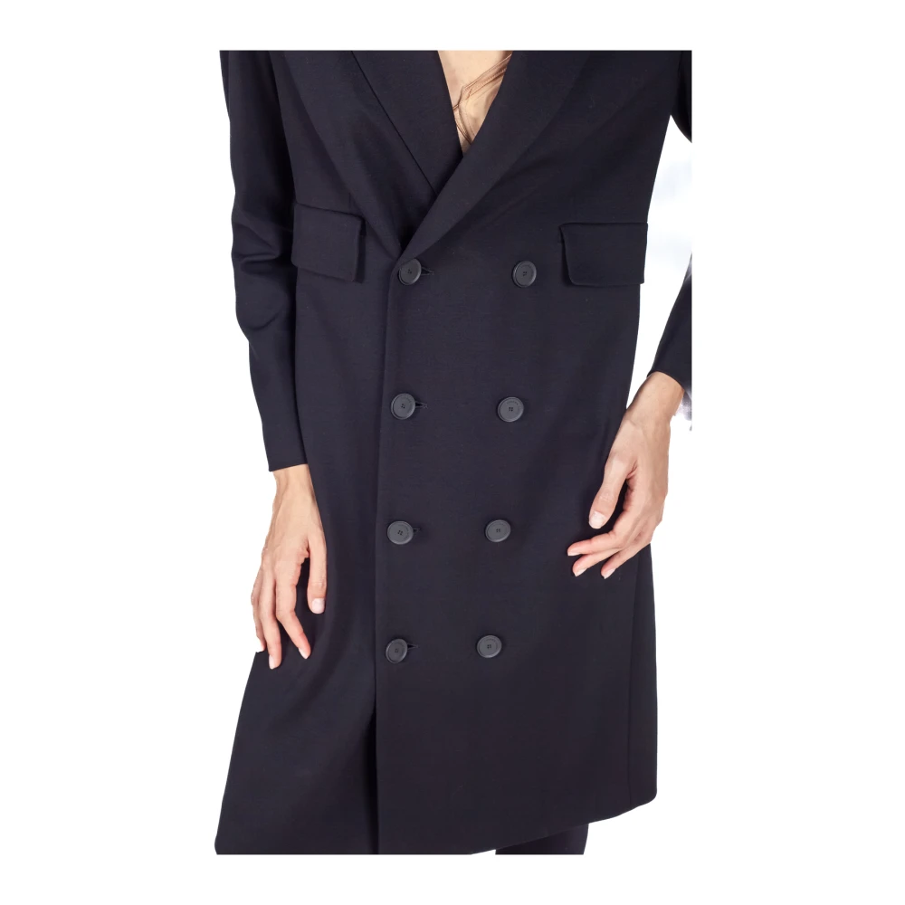 Liviana Conti Zwarte Double-Breasted Jas Viscosemix Black Dames
