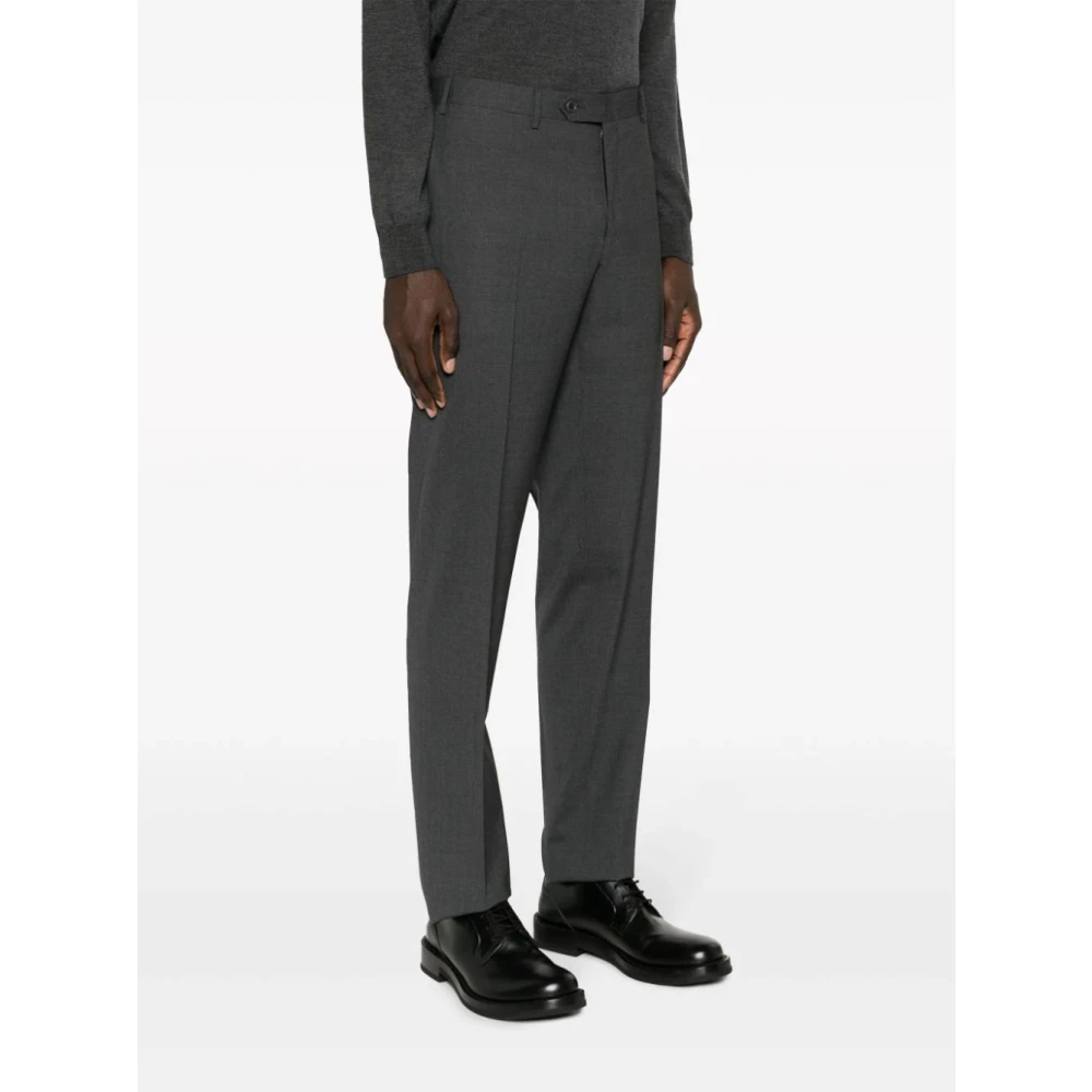 Canali Wollen stretchbroek met zakken Gray Heren