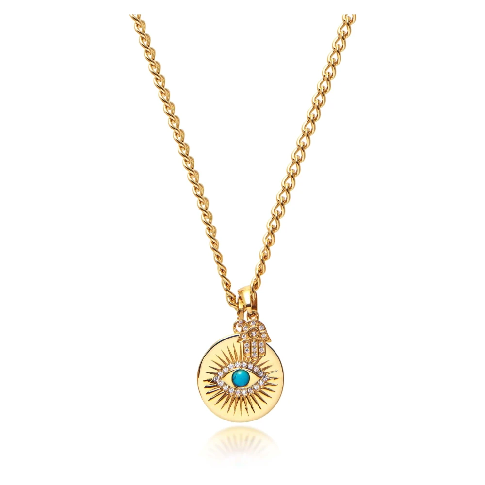 Nialaya Mens Evil Eye and Hamsa Hand Necklace Yellow, Herr