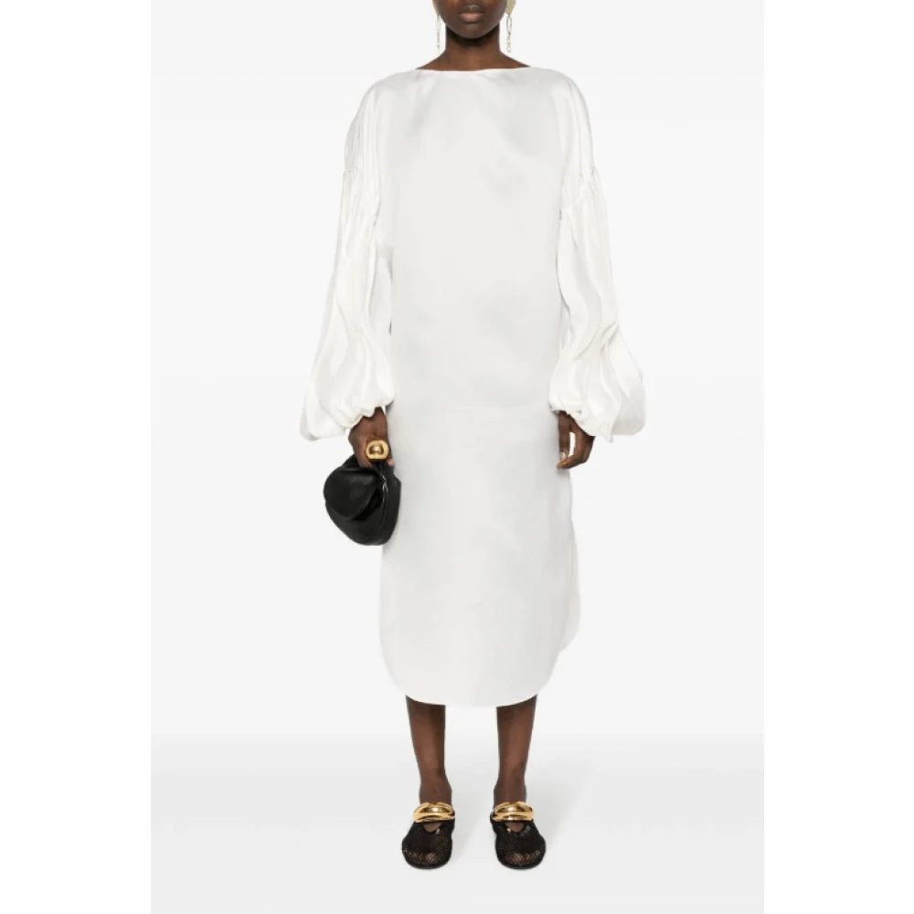 Khaite Zijden Ivoor Witte Midi Jurk White Dames