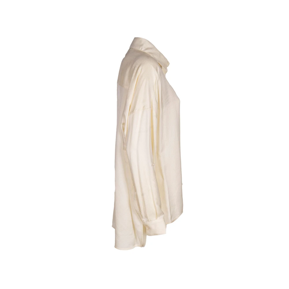 Mauro Grifoni Dames Overmodel Shirt met Zijsplitten Beige Dames
