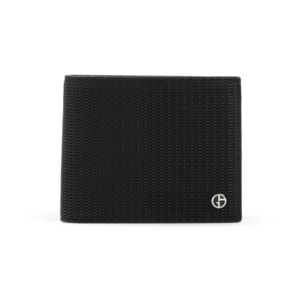 Giorgio Armani Men's Black Bifold Wallet In Embossed Leather