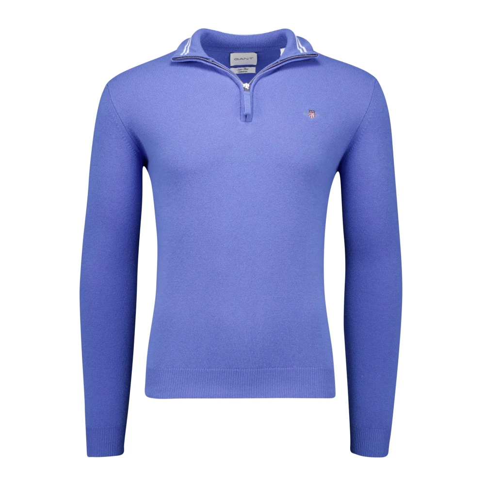 Gant Mannelijk Blauw Truien & Vesten Heren, 5XL, Wol, Superfine Lamswol Half-Zip Trui