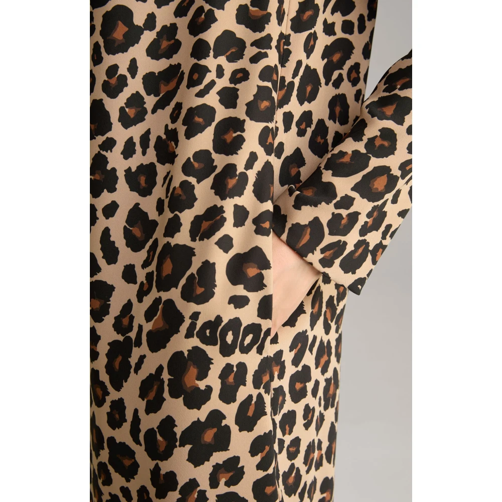 Joop! Luipaardprint Jurk met Decoratieve Kraag Brown Dames