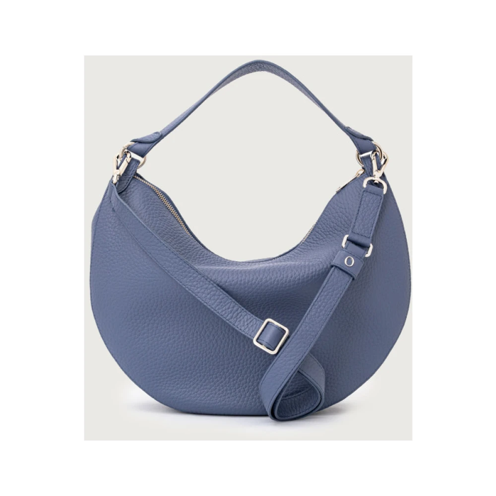Orciani Zachte leren schoudertas met gehamerd textuur Blue Dames