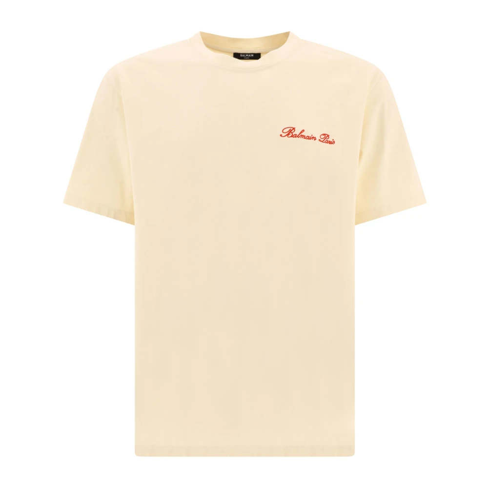 Balmain Västern Signatur T-shirt Beige, Herr