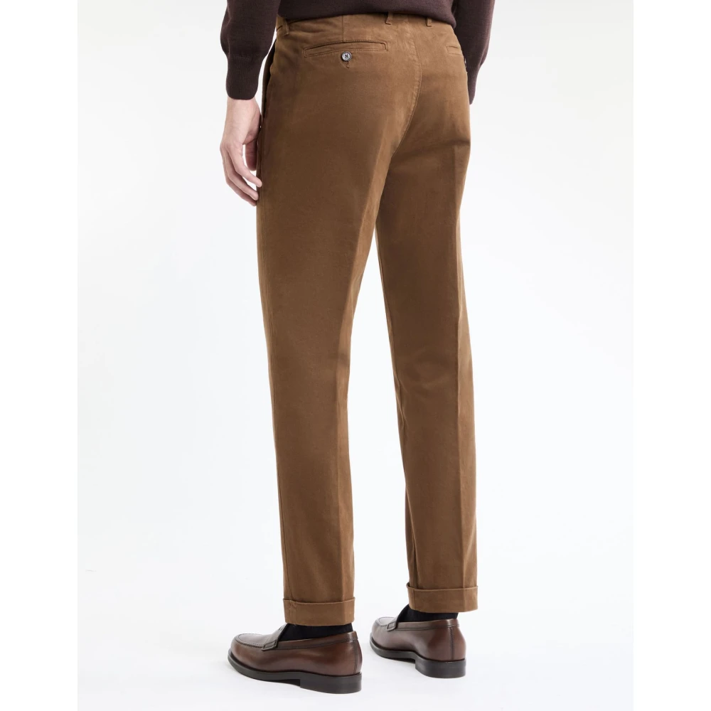 Fay Slim Gabardine Broek Brown Heren