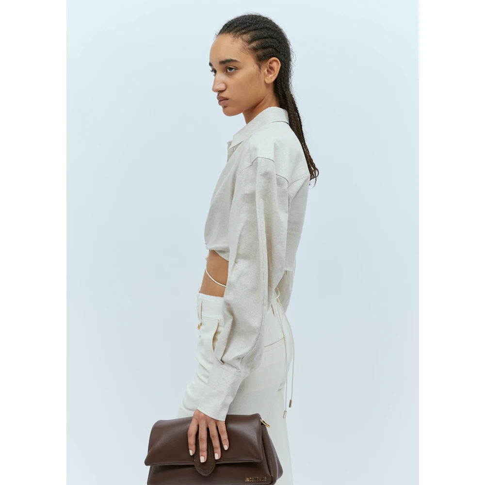 Jacquemus Klassieke Lange Mouw Katoen Linnen Shirt White Dames