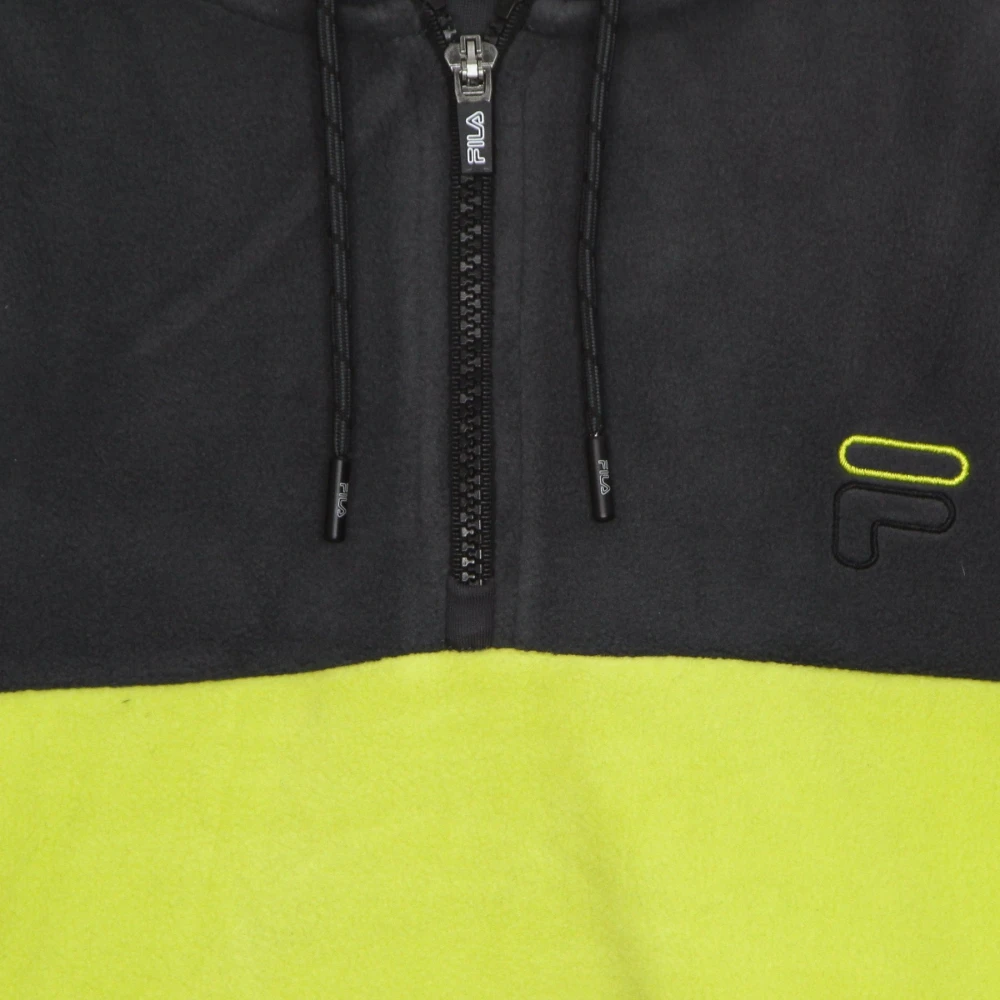 Fila Zwarte Fleece Half Zip Hoodie Multicolor Heren