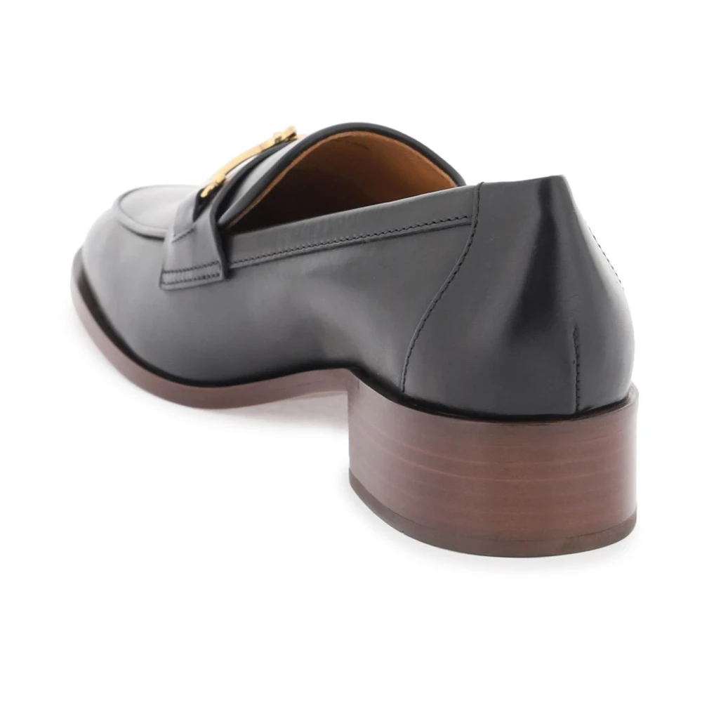 TOD'S Loafers van geborsteld leer met dubbel T metaalwerk Black Dames