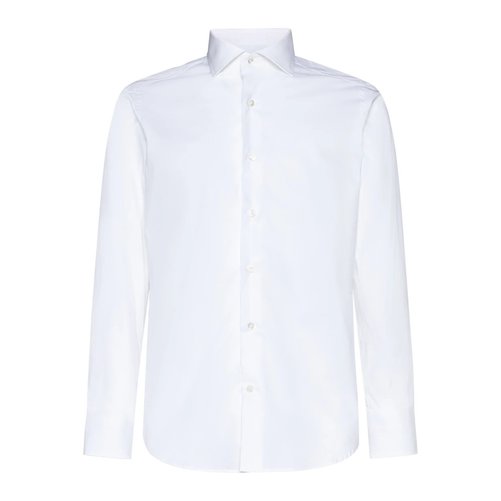 D4.0 Witte Katoenen Overhemd met Cutaway Kraag White Heren