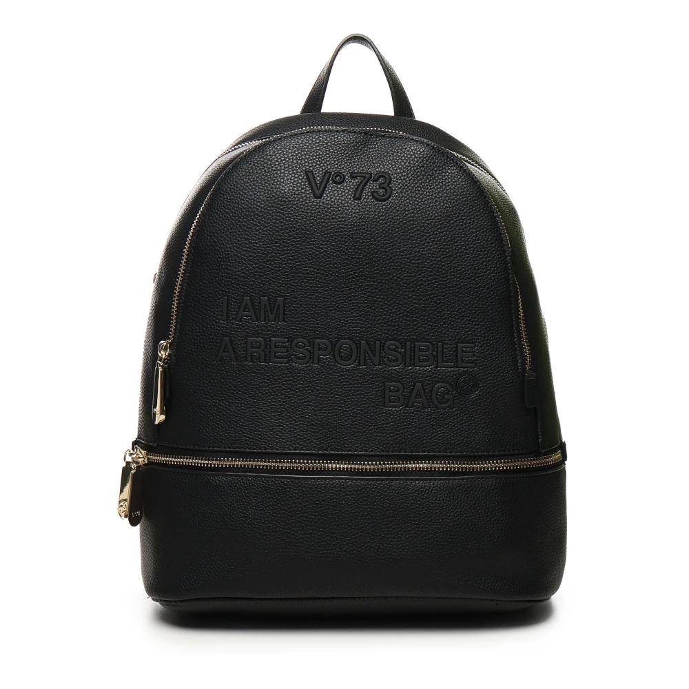 V73 Zwarte rugzak met logobedrukking Black Dames