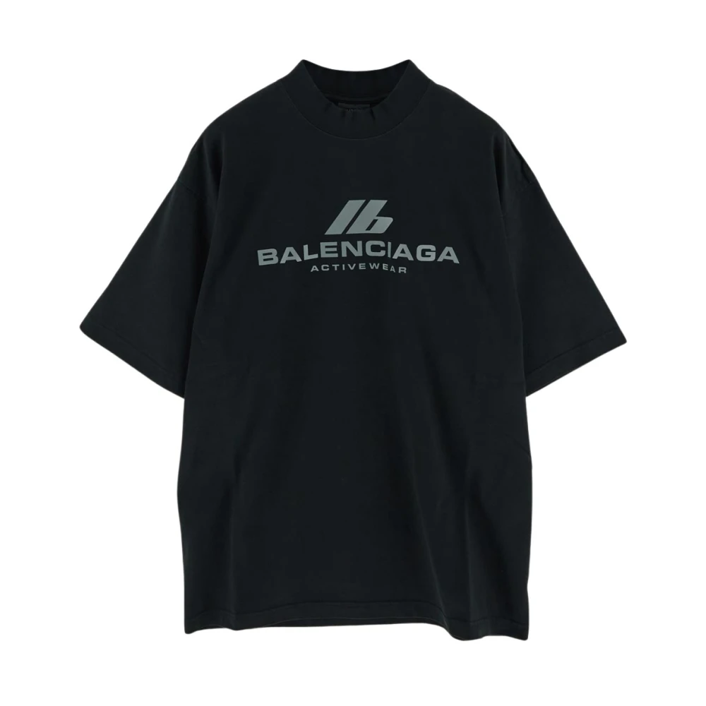 Balenciaga Katoenen Logo T-shirt Black Dames