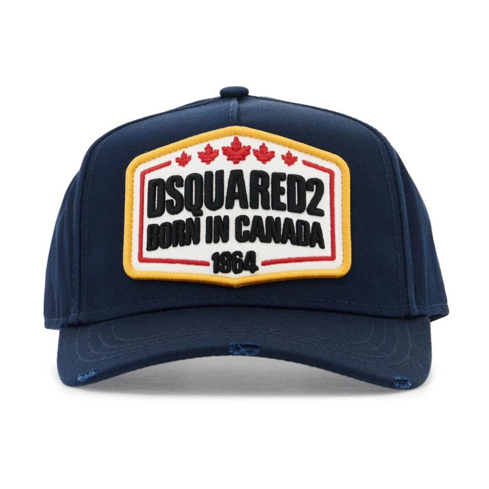 Dsquared2 Logo Patch Katoenen Baseballpet Blue Unisex