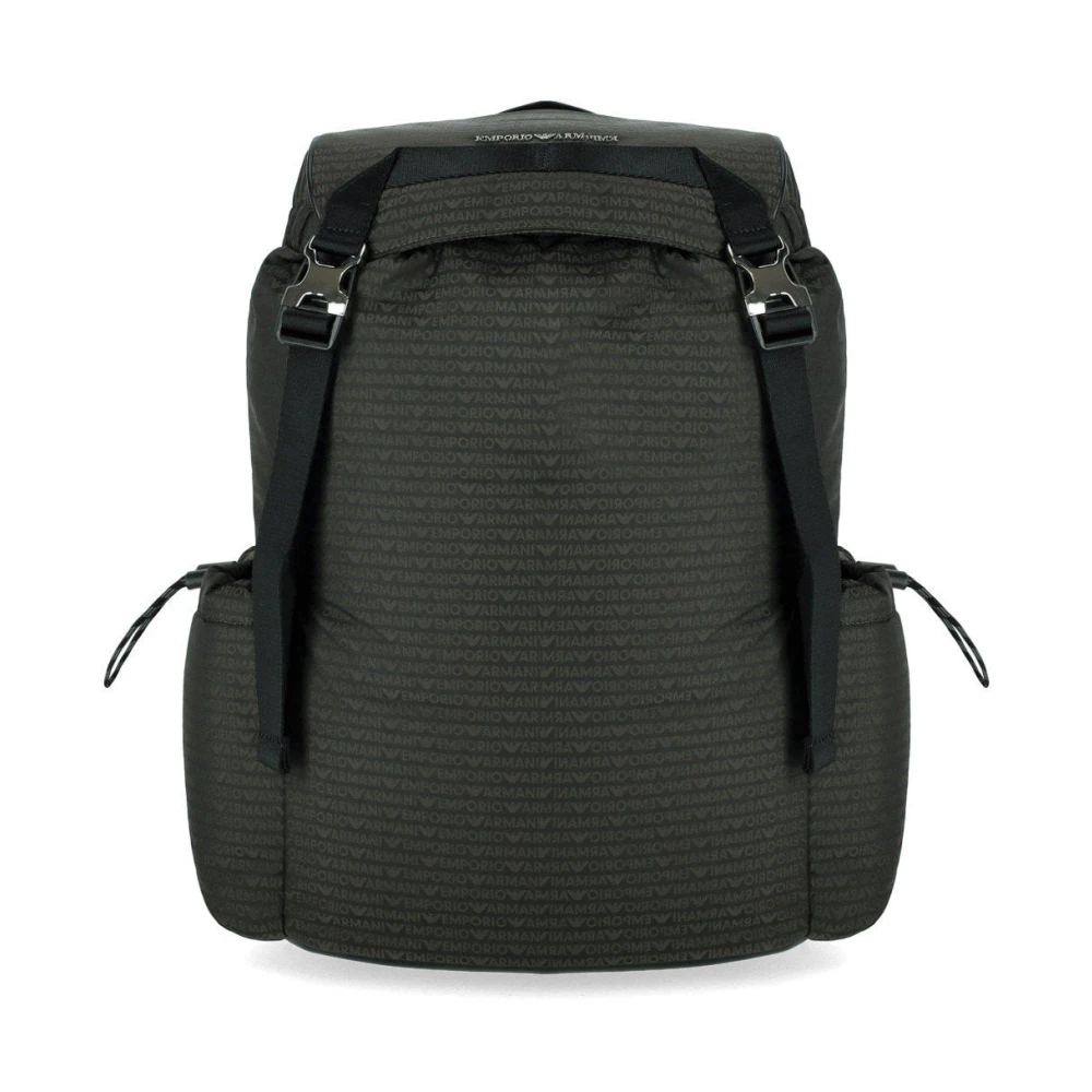 Emporio Armani Men's Green Monogram Military Backpack