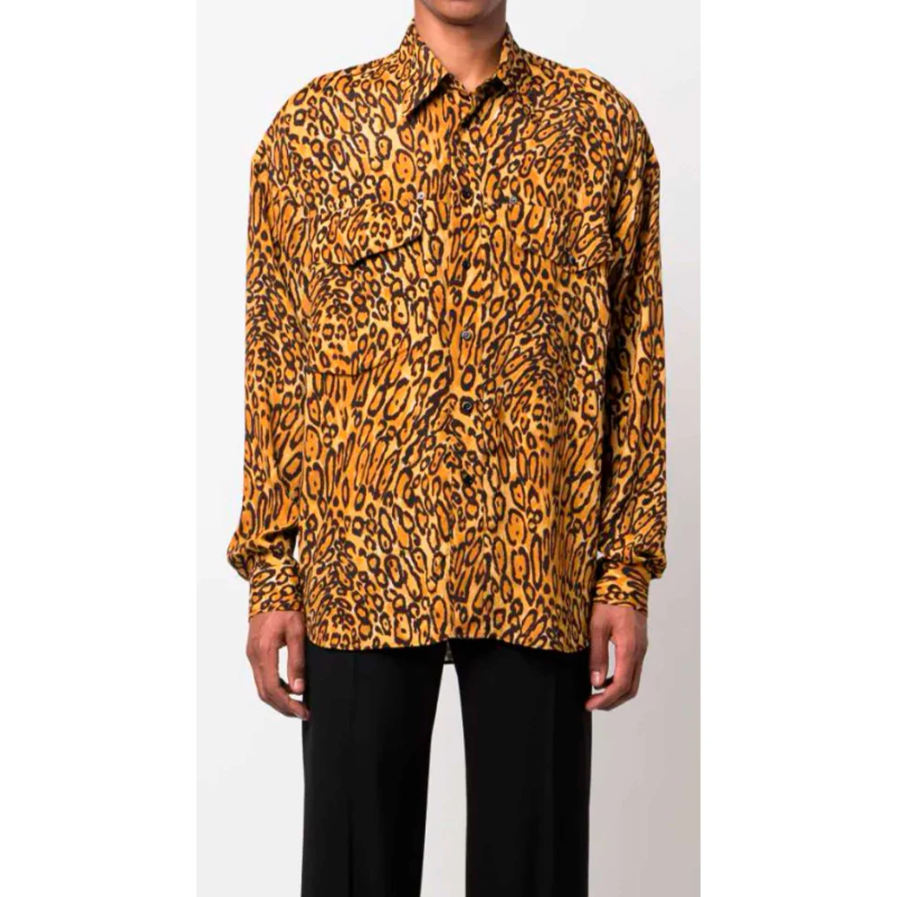Moschino Luipaardprint Klassiek Overhemd Brown Heren