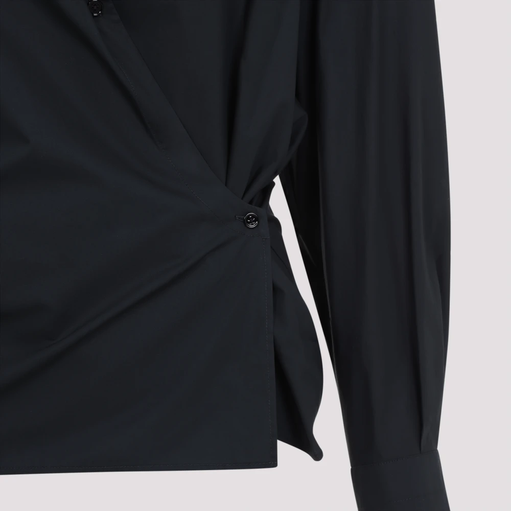 Lemaire Zwarte Katoenen Overhemd Verhoog Garderobe Stijl Black Dames
