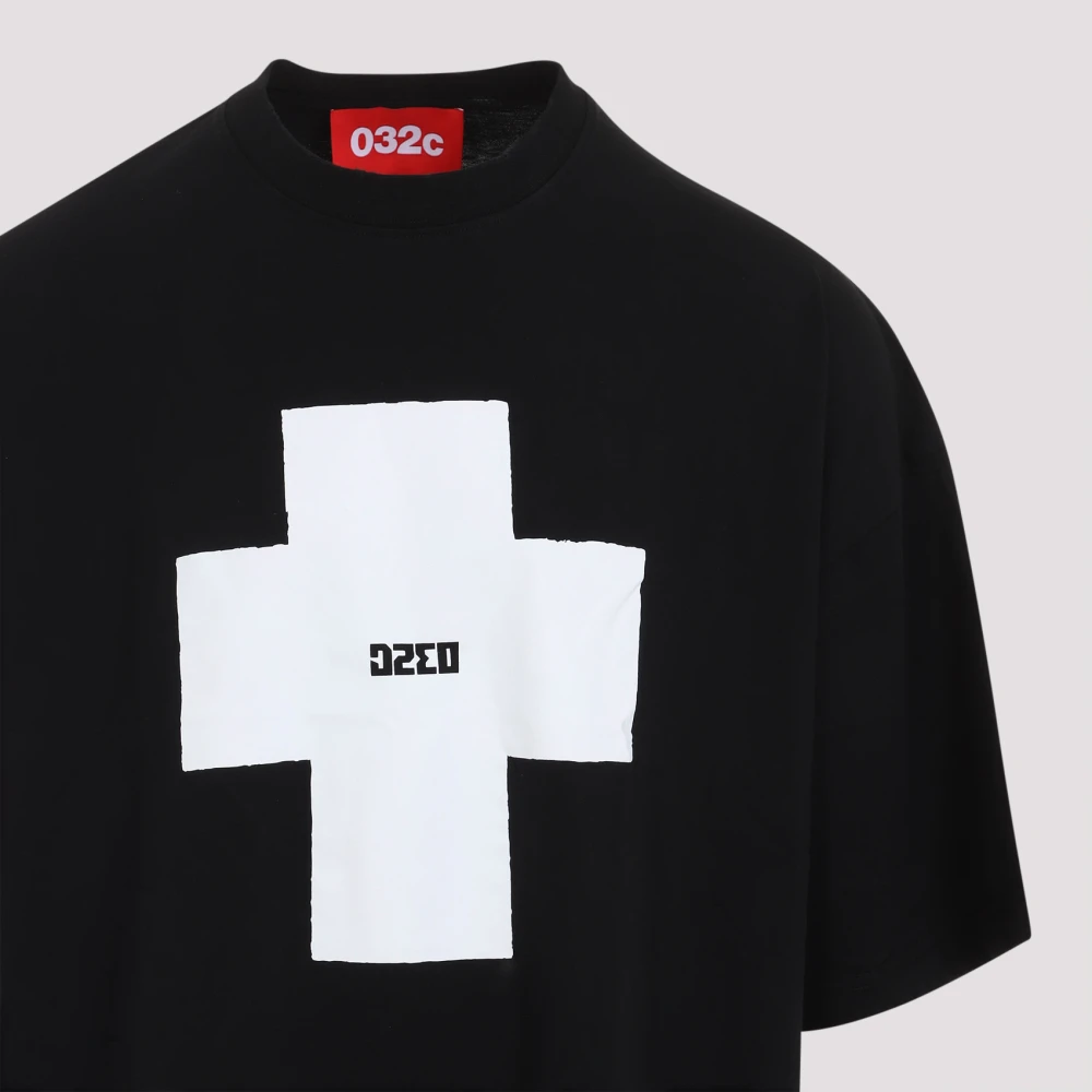032c Zwart T-shirt met moderne pasvorm Black Heren