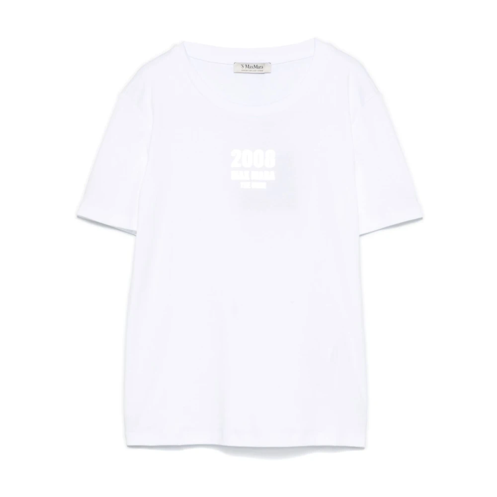 Max Mara Witte T-shirts en Polos met Logo Print White Dames