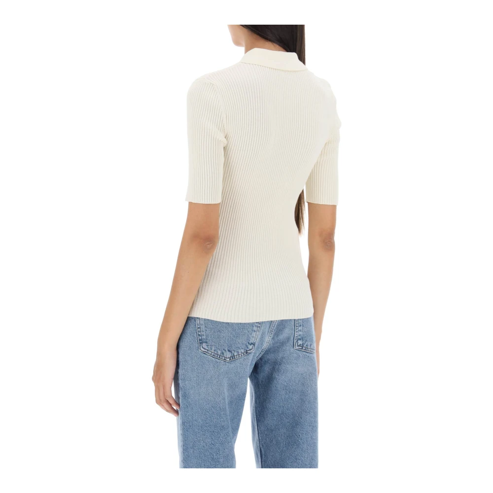 A.p.c. Ribgebreid Poloshirt White Dames