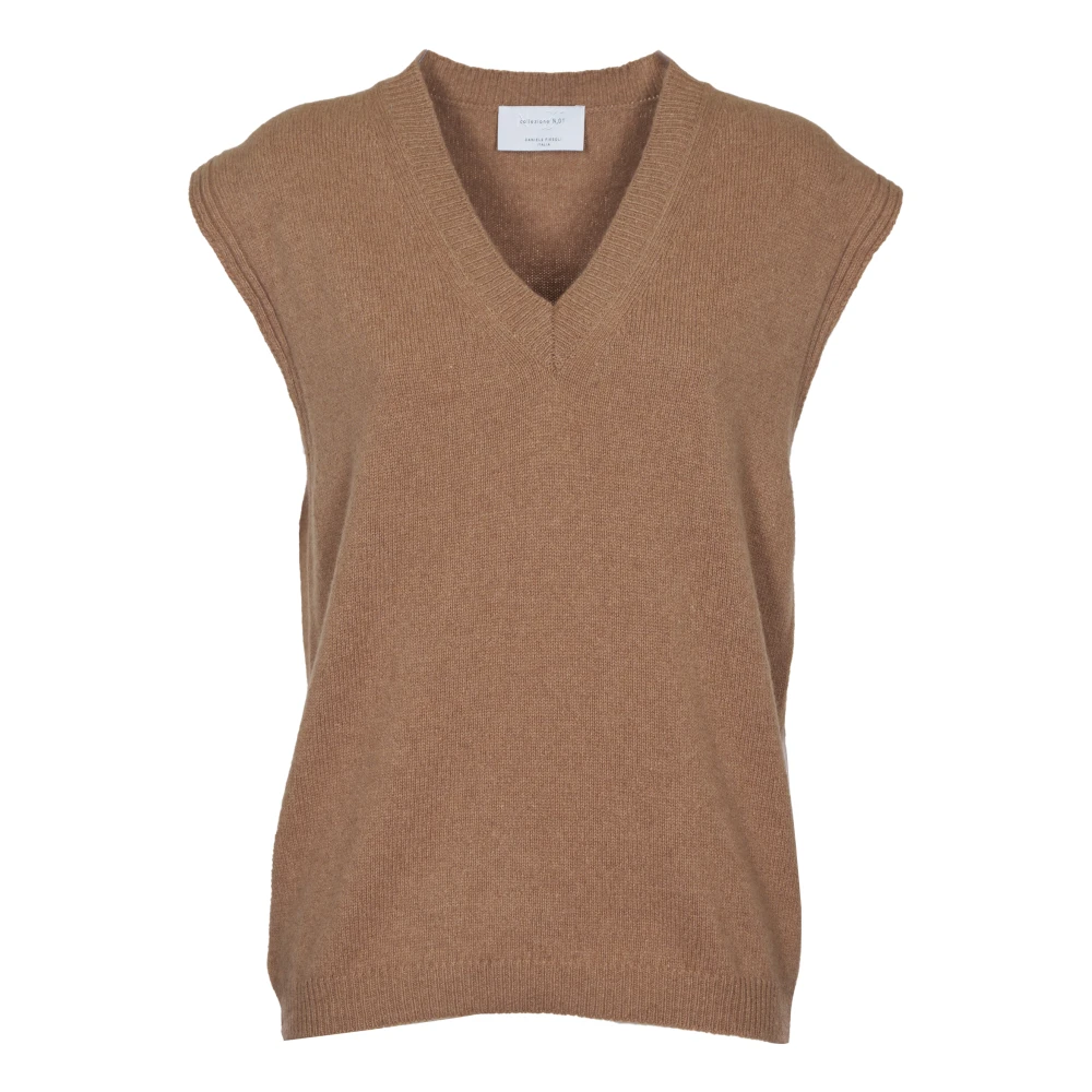 Daniele Fiesoli Bruine Kasjmier Sweater Vest Brown Dames