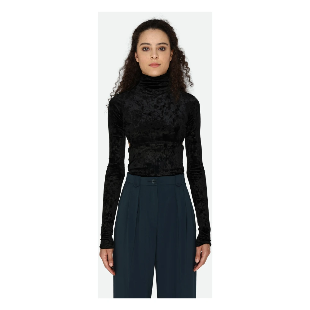 pinko Fluwelen Coltrui met Zijsplitten Black Dames