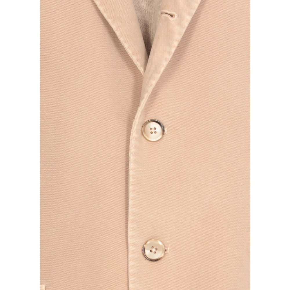 Lubiam Beige Katoenen Jas met Peak Revers Beige Heren