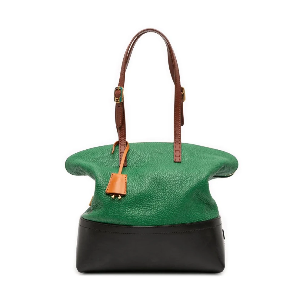 Fendi Vintage Women's Green Pre-Owned Leather Satchel Bag