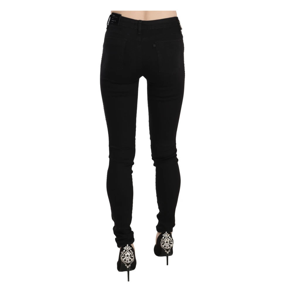 Costume National Zwarte versierde skinny jeans met middelhoge taille Black Dames
