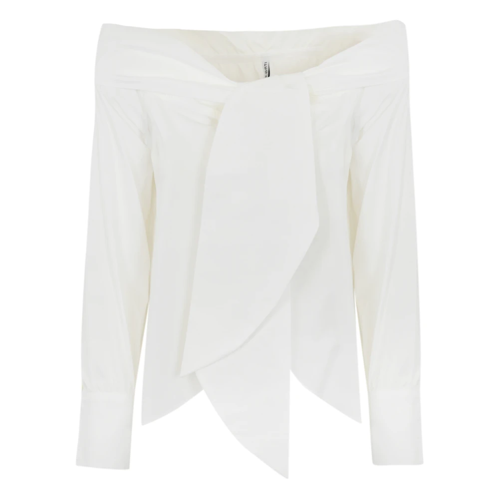Liviana Conti Witte Katoenen Off-Shoulder Shirt White Dames