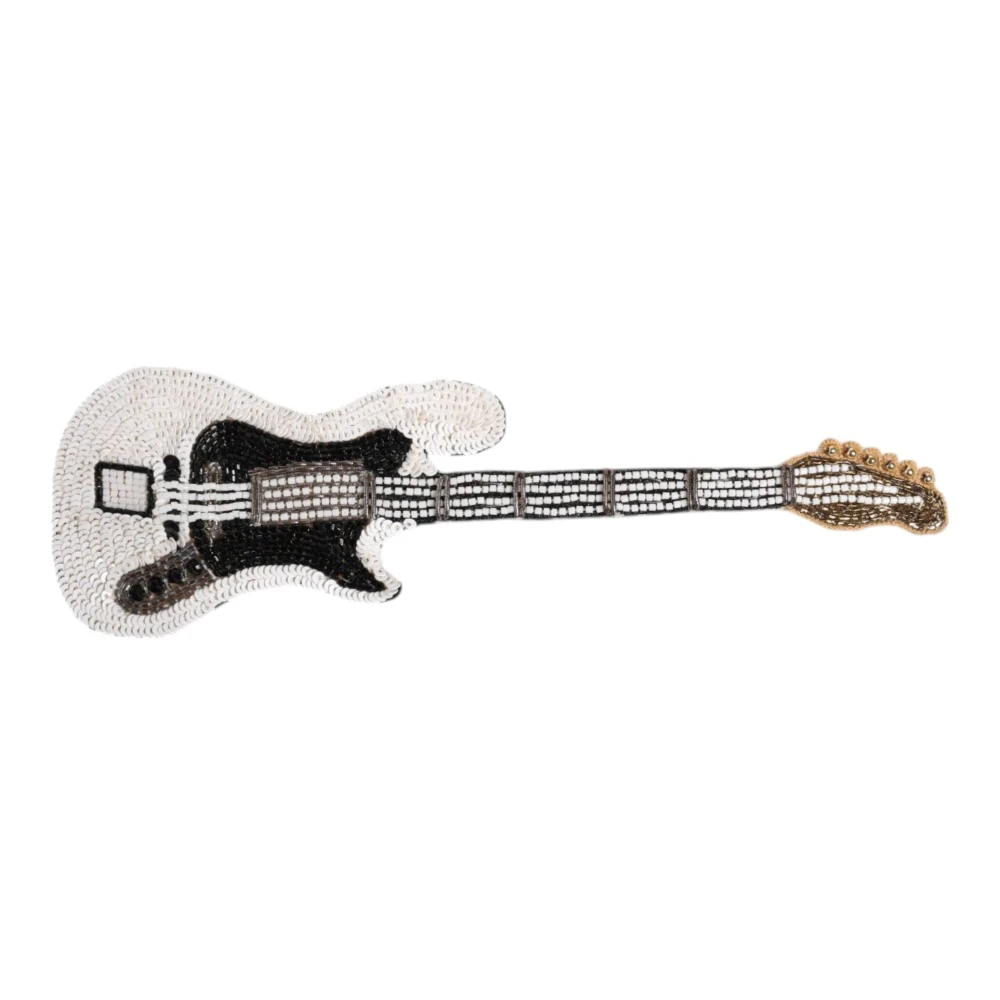 Dolce & Gabbana Women's Gold Brass Logo Beaded Guitar Brooch