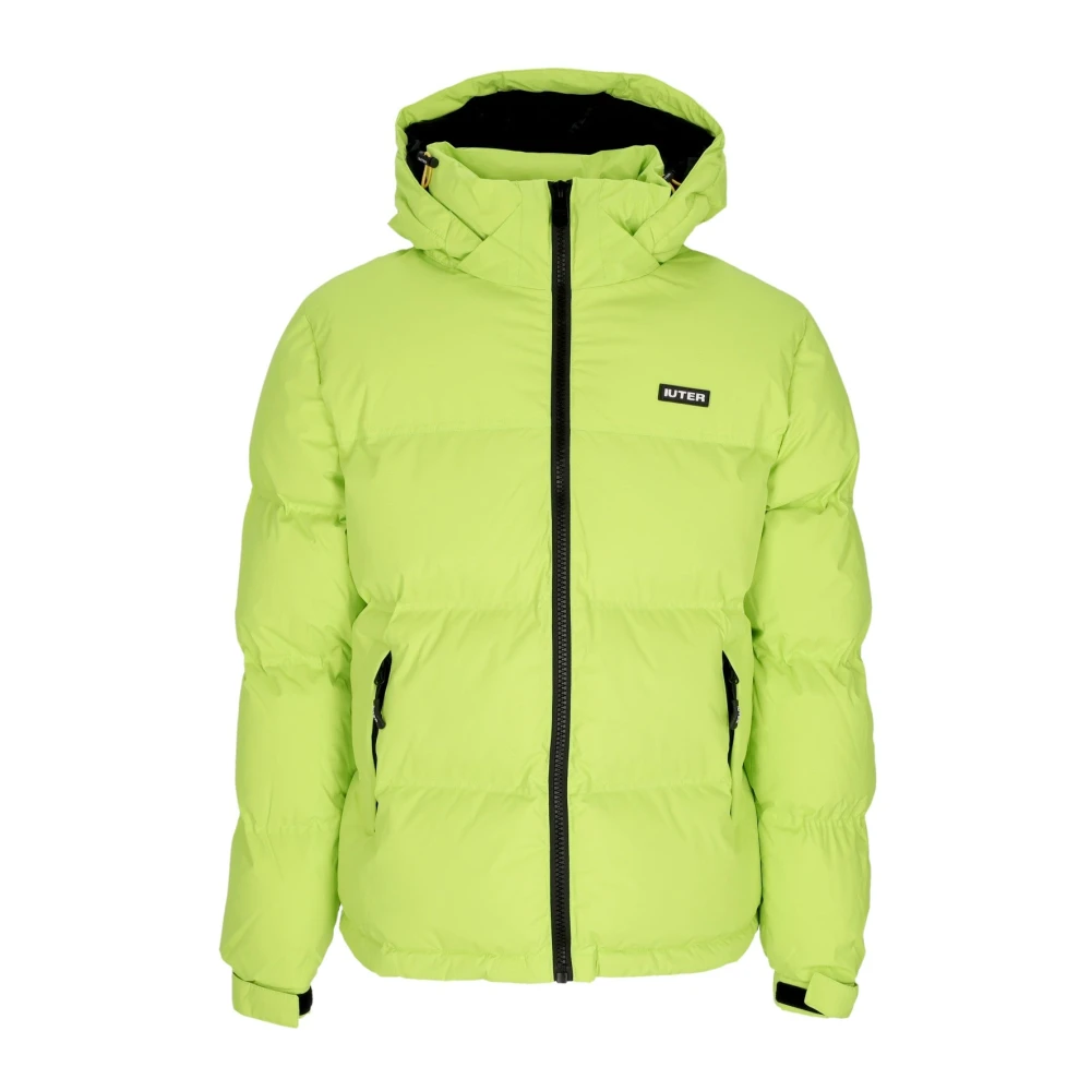 Iuter Green Winter Jackets, Male, L, Lime Puff Down Jacket High Collar