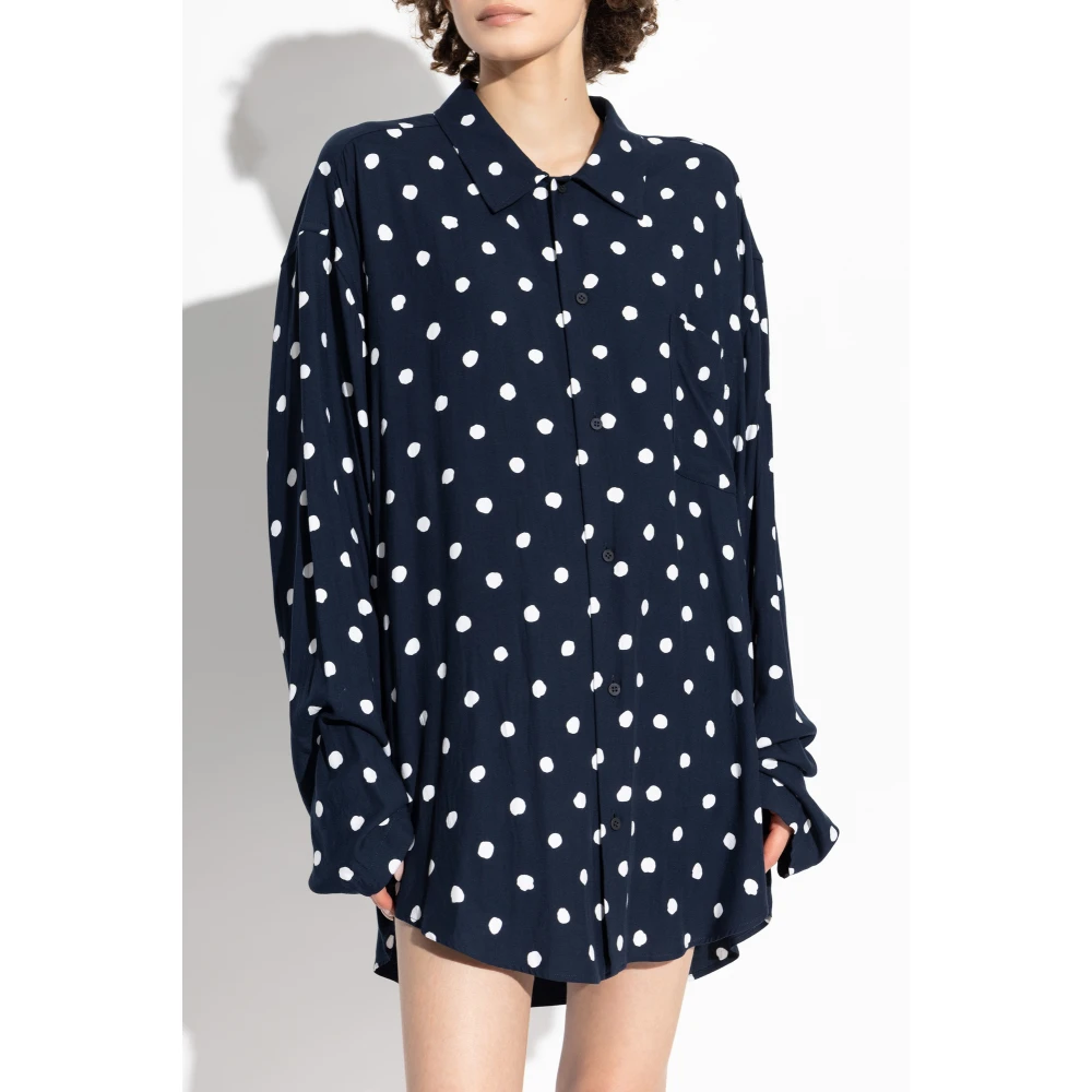 Balenciaga Polkadotshirt Blue Dames