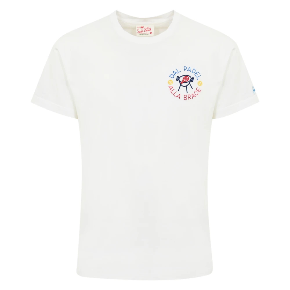 MC2 Saint Barth Katoenen T-shirt Ronde Hals Korte Mouw Borduurwerk White Heren