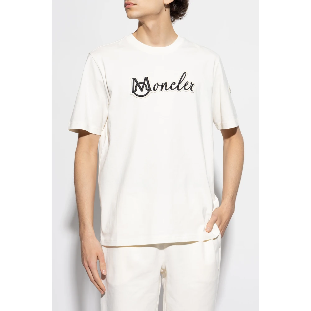 Moncler T-shirt met logo Beige Heren