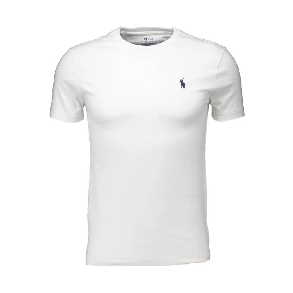 Ralph Lauren Stijlvol Wit T-Shirt met Blauw Logo White Heren