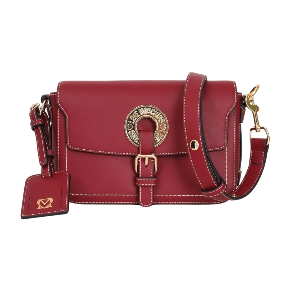 Love Moschino Paarse Schoudertas met Logo Plaque Red Dames