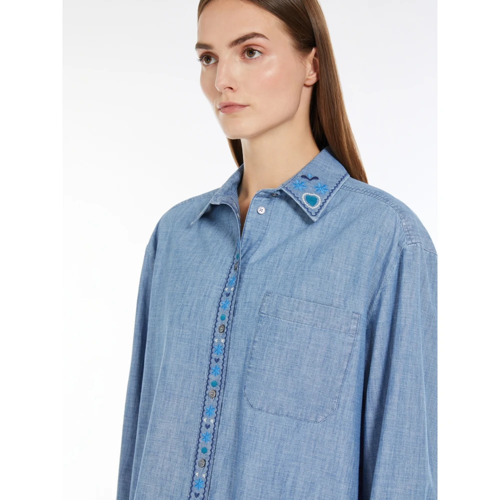 Max Mara Weekend Chambray Katoenen Overhemd Blue Dames