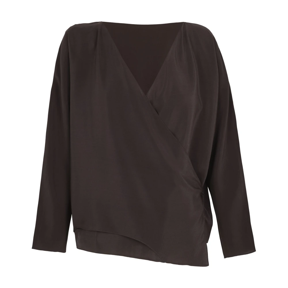 Cortana Zijden Kruisblouse Grafiet Black Dames