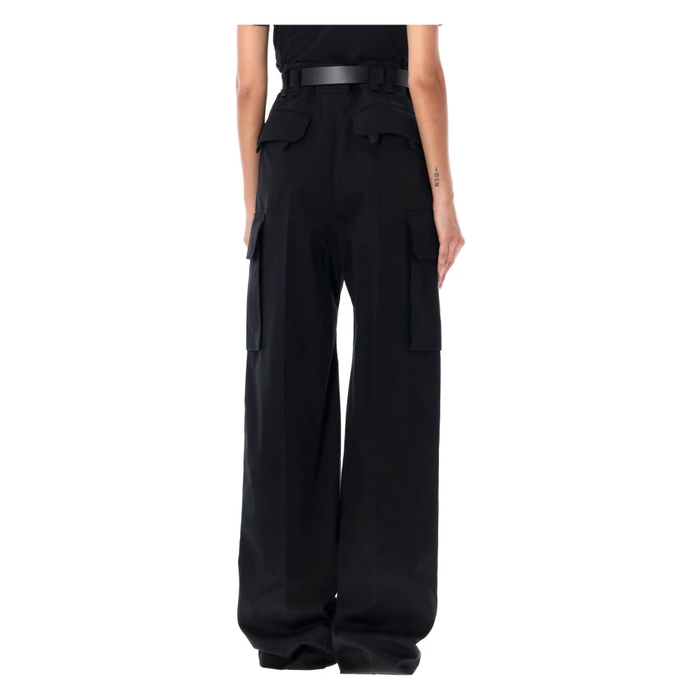 Saint Laurent Cargo Broek Zwart Katoen Wijde Pijp Black Dames