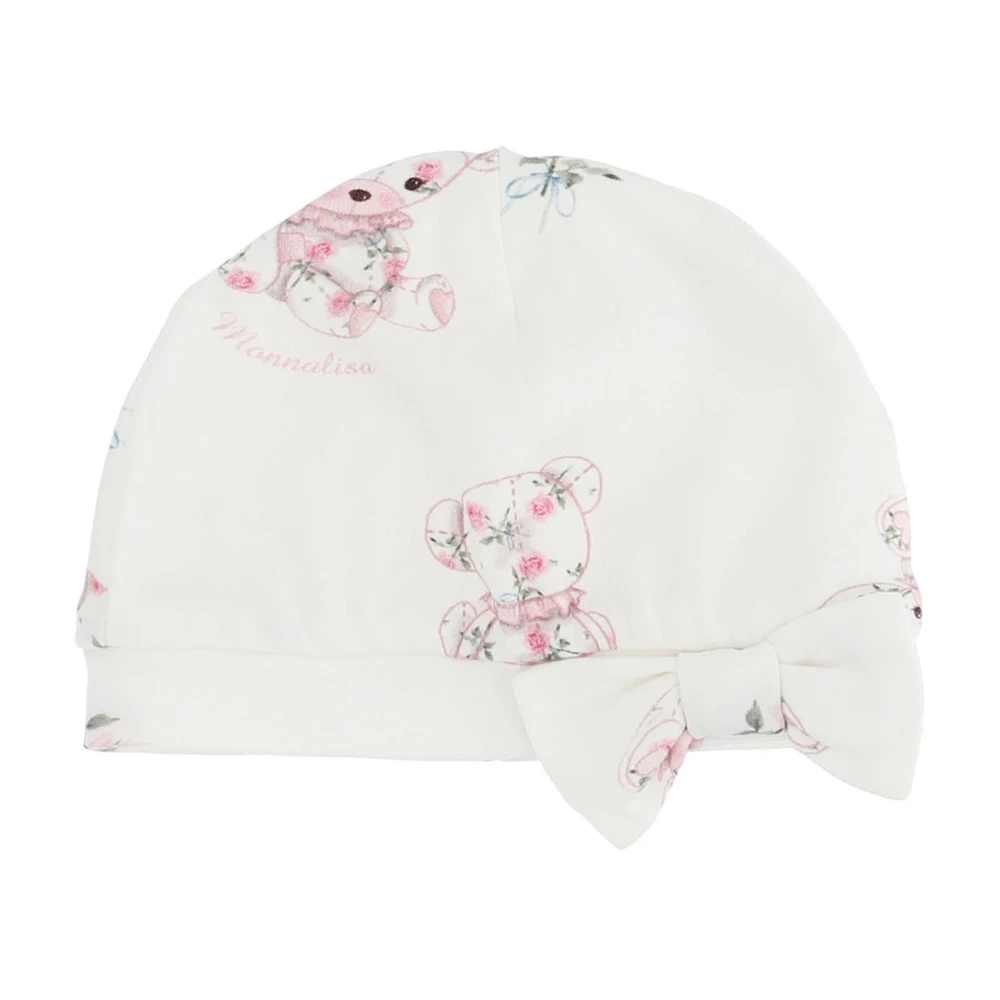 Monnalisa White Hats & Caps, Unisex, 1 M, Printed Cotton Interlock Hat