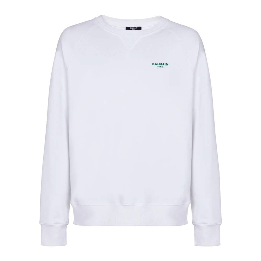 Balmain Flocked Sweatshirt White Heren