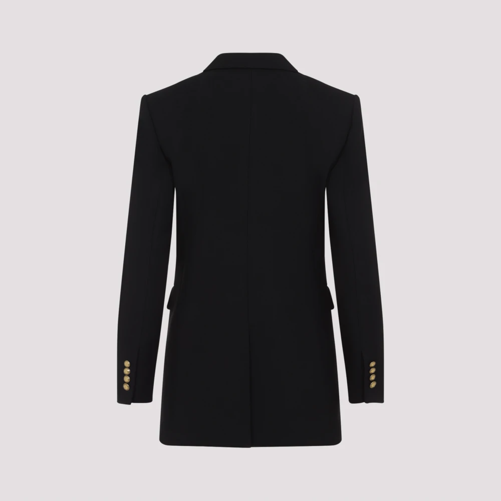 Saint Laurent Zwarte Wollen Jas Elegante Stijl Black Dames